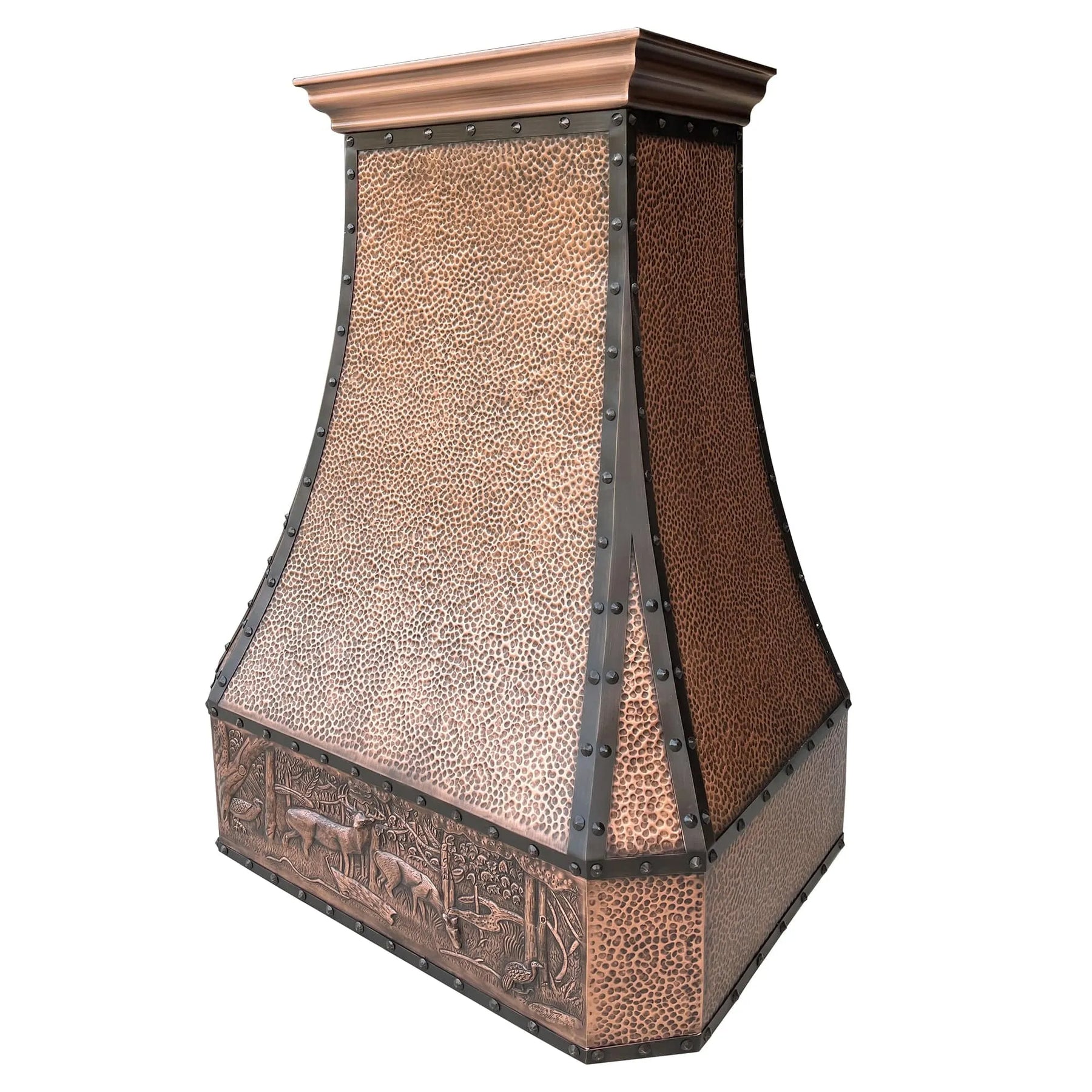 Fobest Farmhouse Copper Range Hood with Deer Apron Pattern FCP-58-Copper Range Hood-Fobest