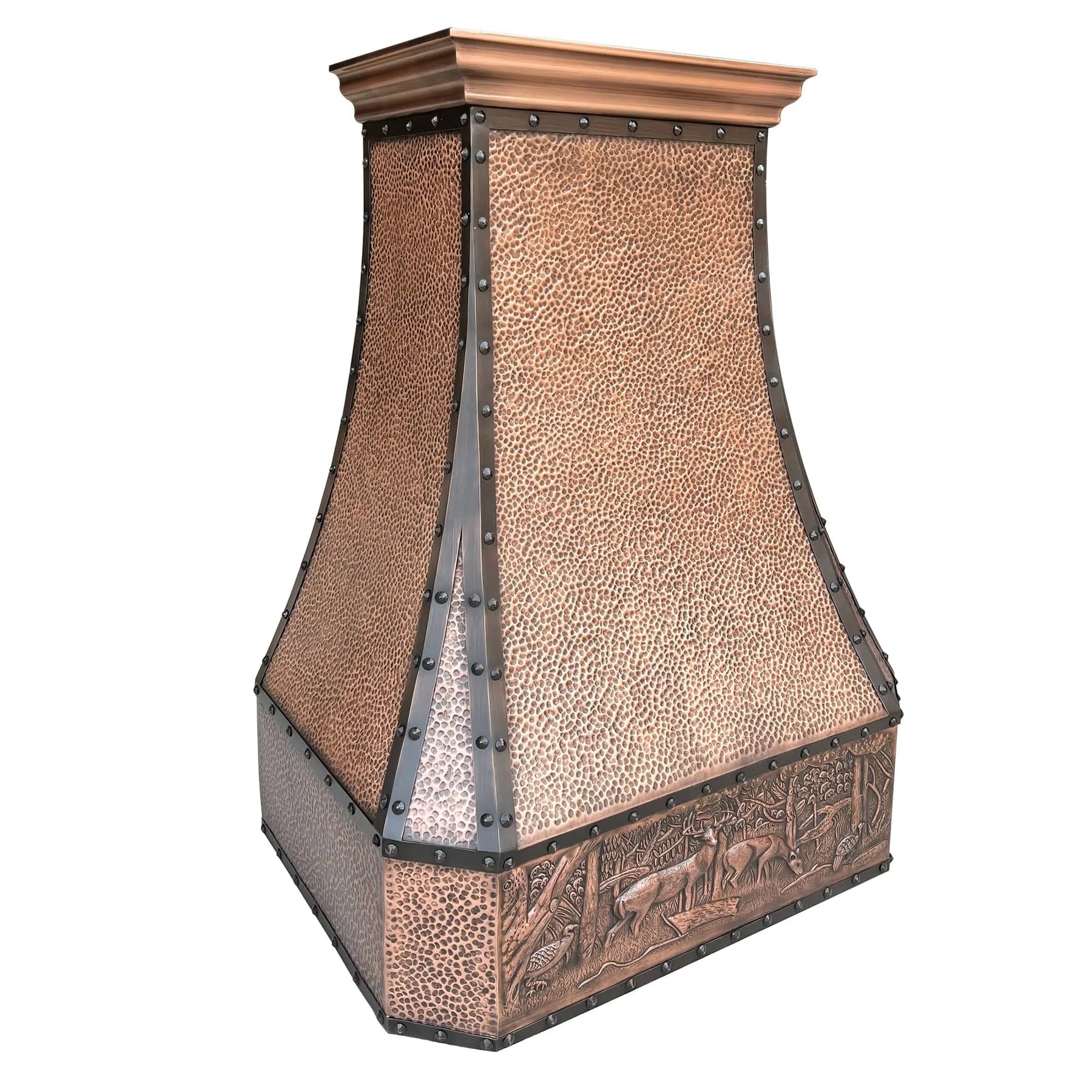 Fobest Farmhouse Copper Range Hood with Deer Apron Pattern FCP-58-Copper Range Hood-Fobest