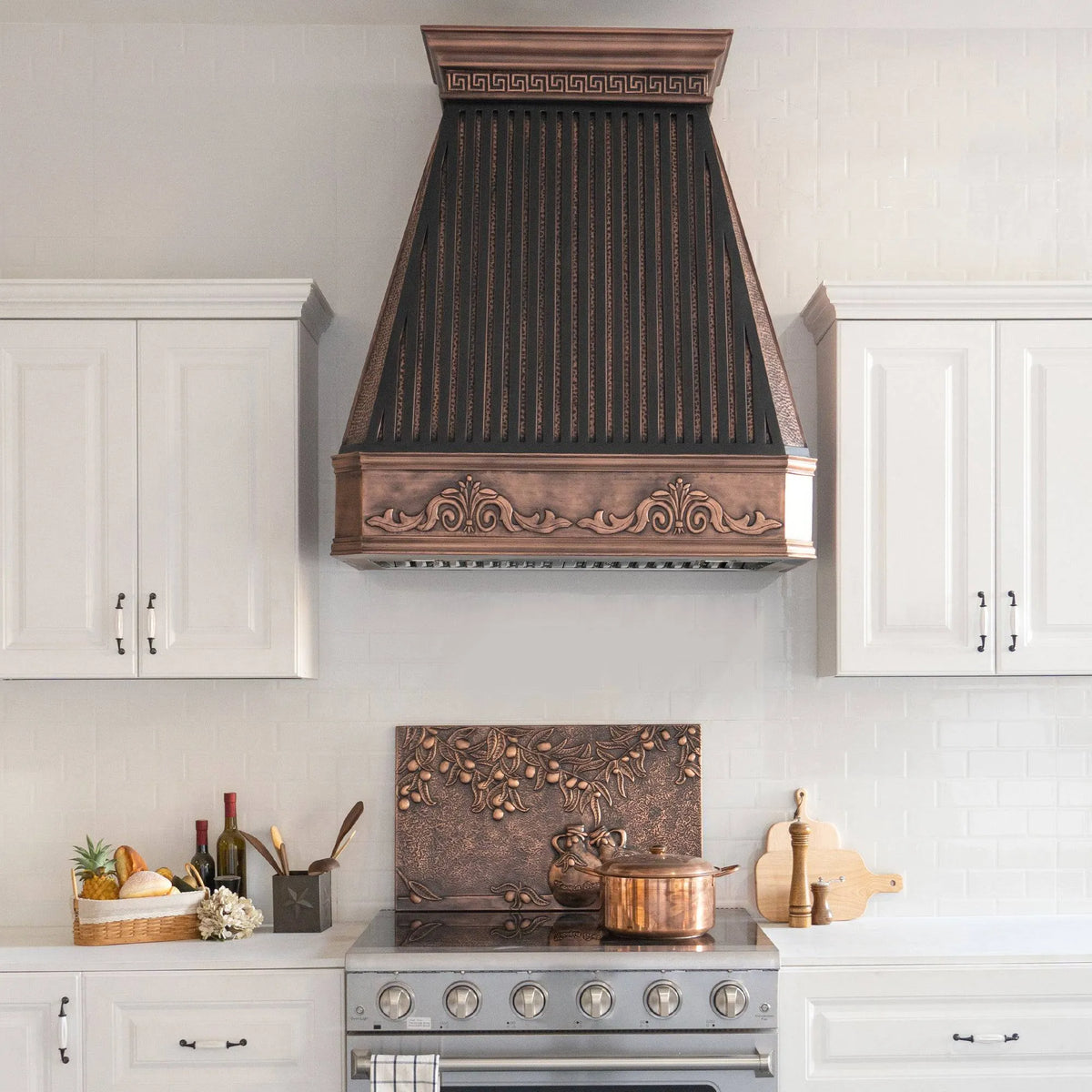 Fobest Farmhouse Copper Range Hood with Fence Straps FCP-20-Copper Range Hood-Fobest