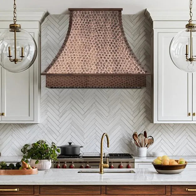 Fobest Farmhouse Copper Range Hood with Light Hammered Texture FCP-199-Copper Range Hood-Fobest