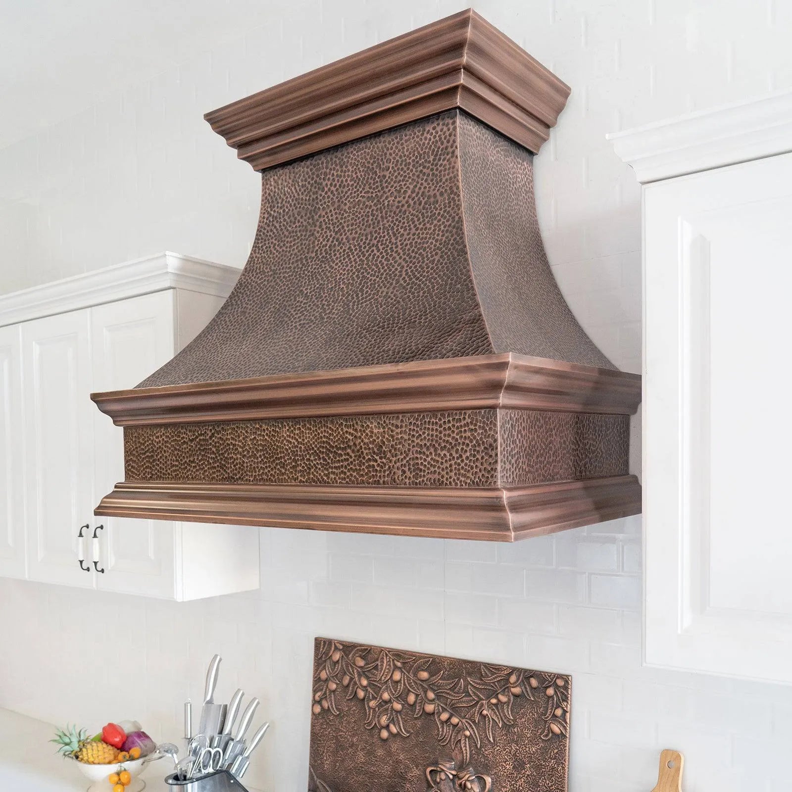 Fobest Farmhouse Copper Range Hood with Rustic Crown FCP-31-Copper Range Hood-Fobest