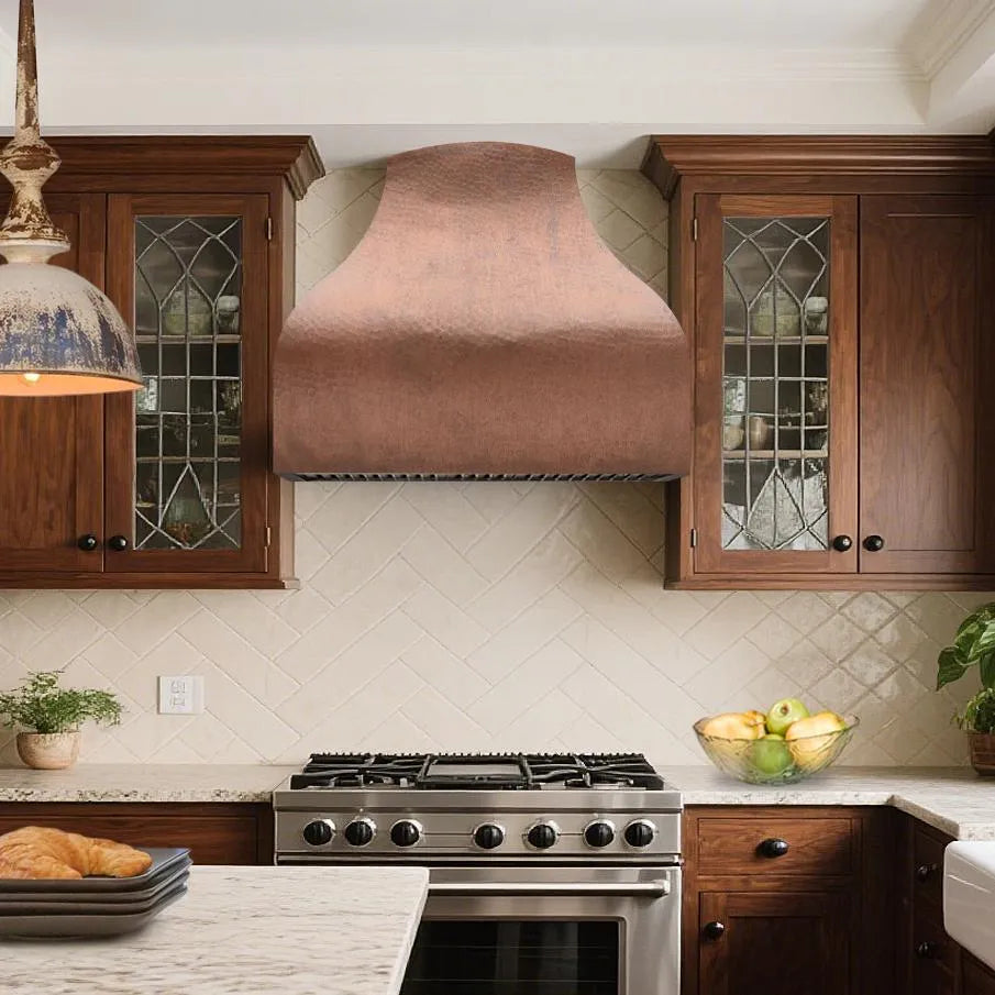 Fobest Farmhouse Custom Kitchen Hood with Vintage Copper Finish FCP-134-Copper Range Hood-Fobest