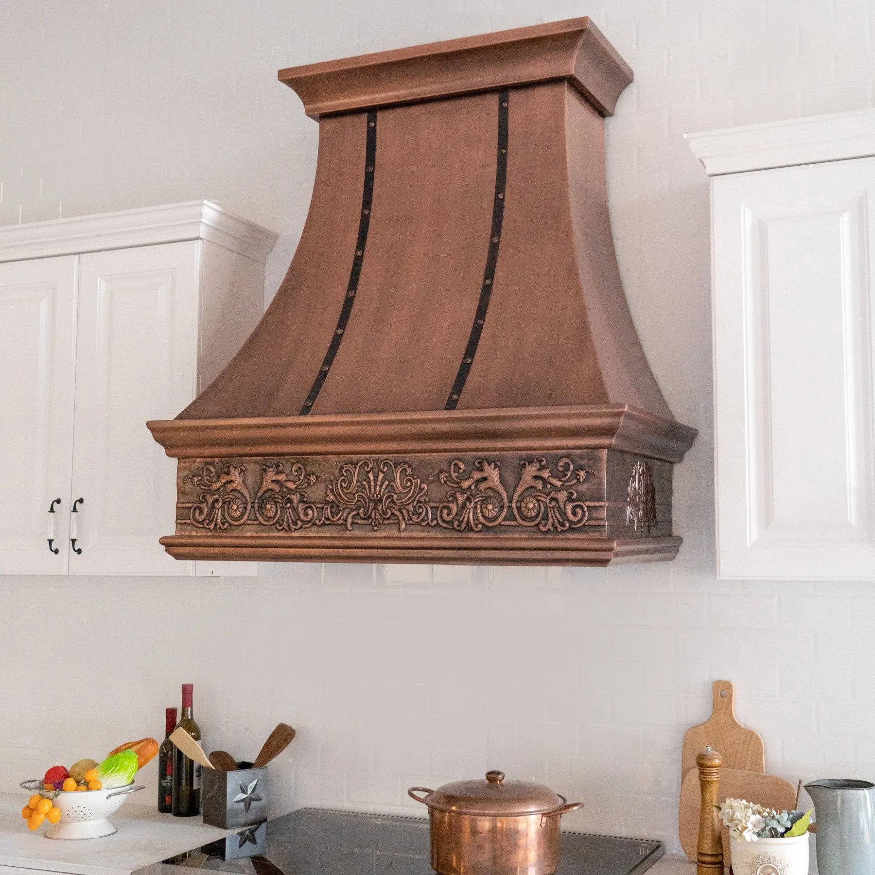 Fobest Farmhouse Kitchen Range Hood with Apron Design FCP-77-Copper Range Hood-Fobest