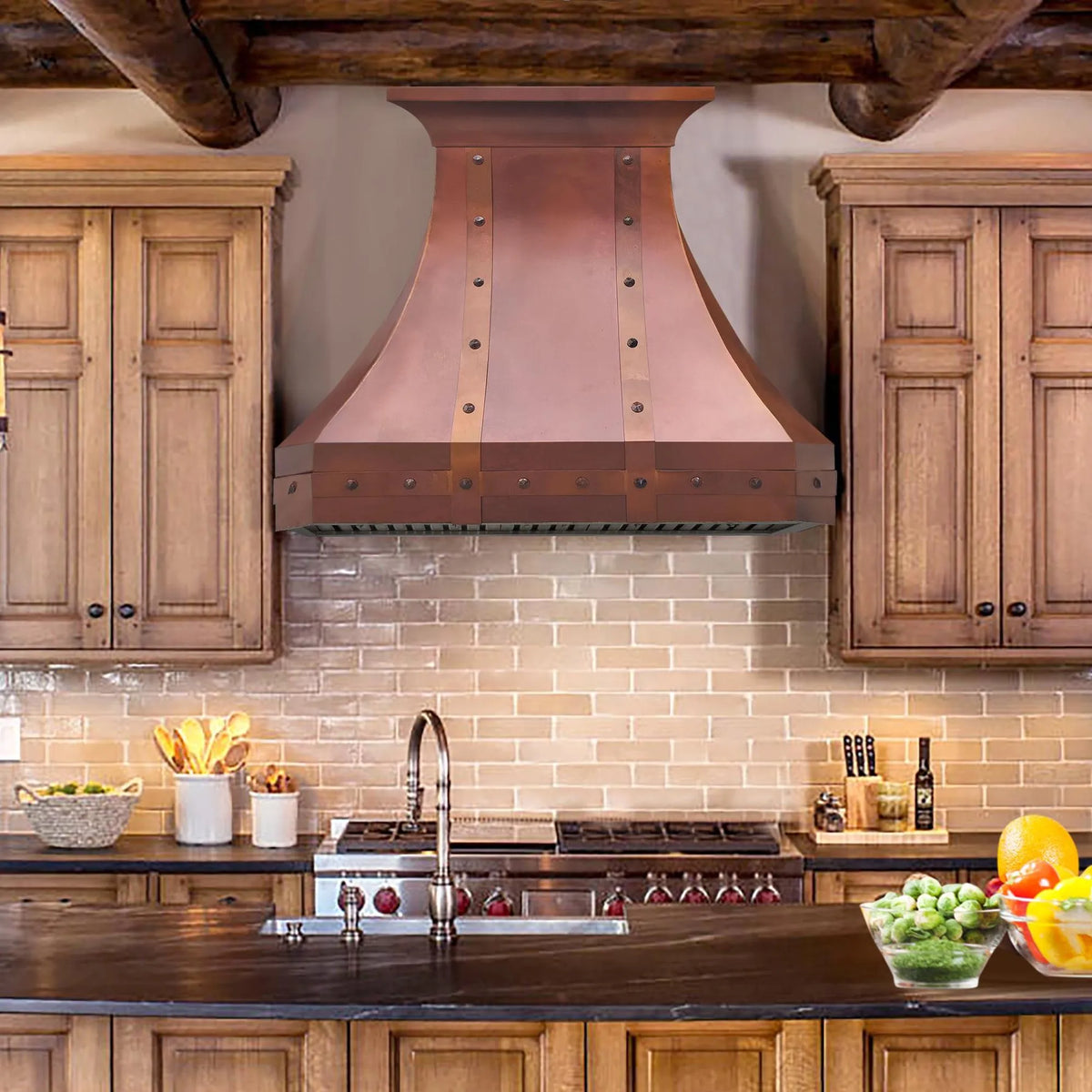 Fobest Fire Copper Range Hood with Straps FCP-227-Copper Range Hood-Fobest