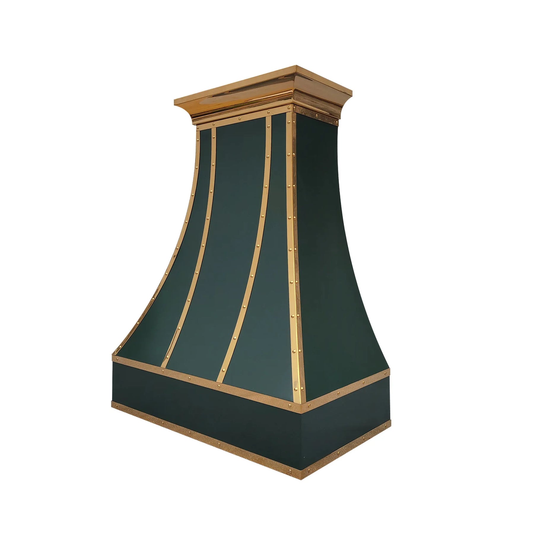 Fobest Green Stainless Steel Range Hood with Polished Brass Straps FSS-387-Stainless Steel Range Hood-Fobest