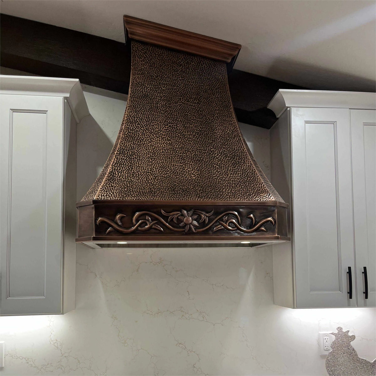 Fobest Hammerd Copper Range Hood with Sloped Top Crown Design FCP-145-Copper Range Hood-Fobest