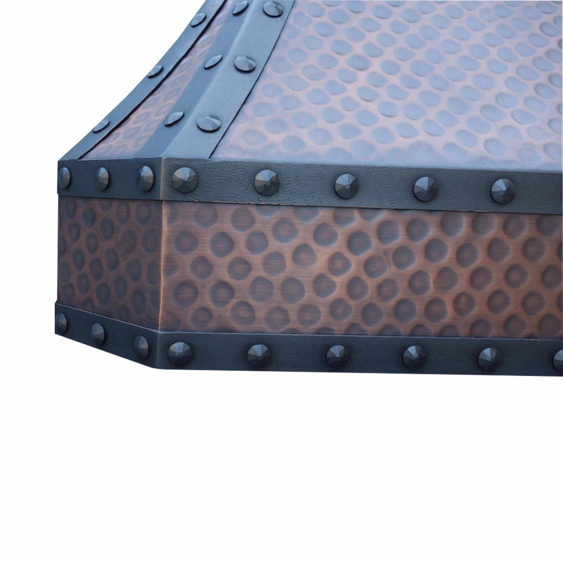 Fobest Hammered Copper Kitchen Hood with black strapping and rivet FCP-10-Copper Range Hood-Fobest