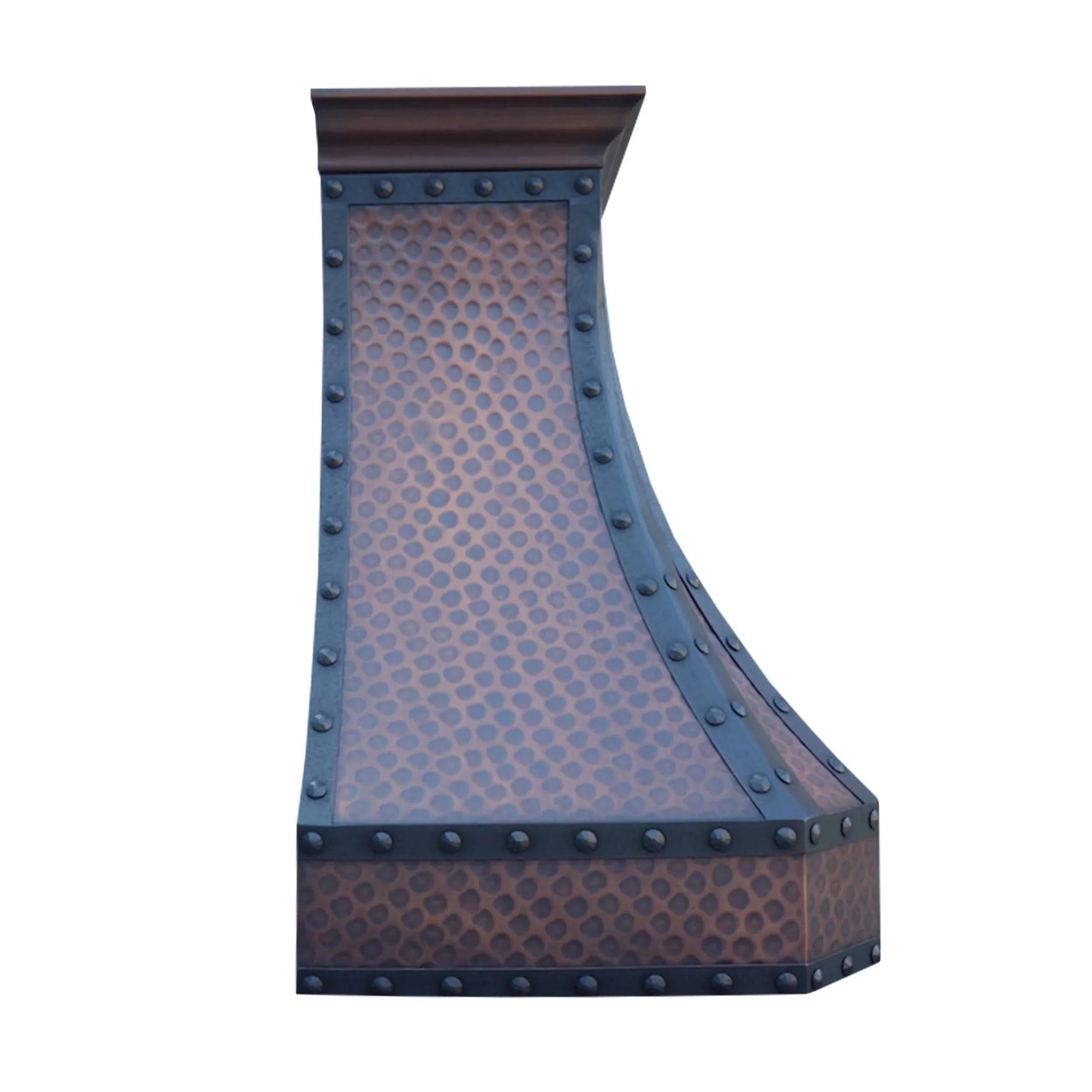 Fobest Hammered Copper Kitchen Hood with black strapping and rivet FCP-10-Copper Range Hood-Fobest