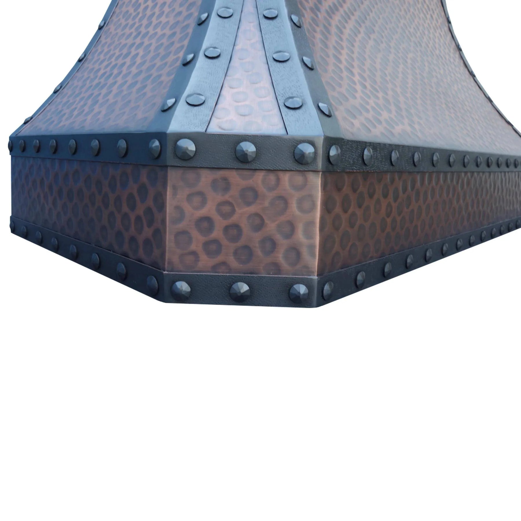 Fobest Hammered Copper Kitchen Hood with black strapping and rivet FCP-10-Copper Range Hood-Fobest