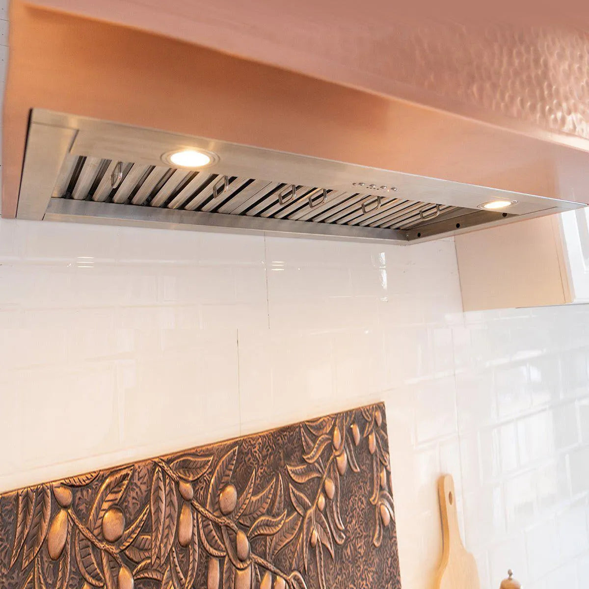 Fobest Hammered Copper Kitchen Hood with black strapping and rivet FCP-10-Copper Range Hood-Fobest