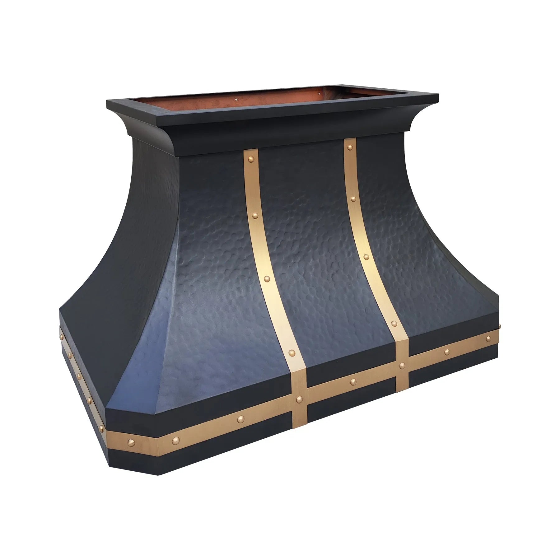 Fobest Hammered Copper Range Hood with Brass Accent FCP-216-Copper Range Hood-Fobest