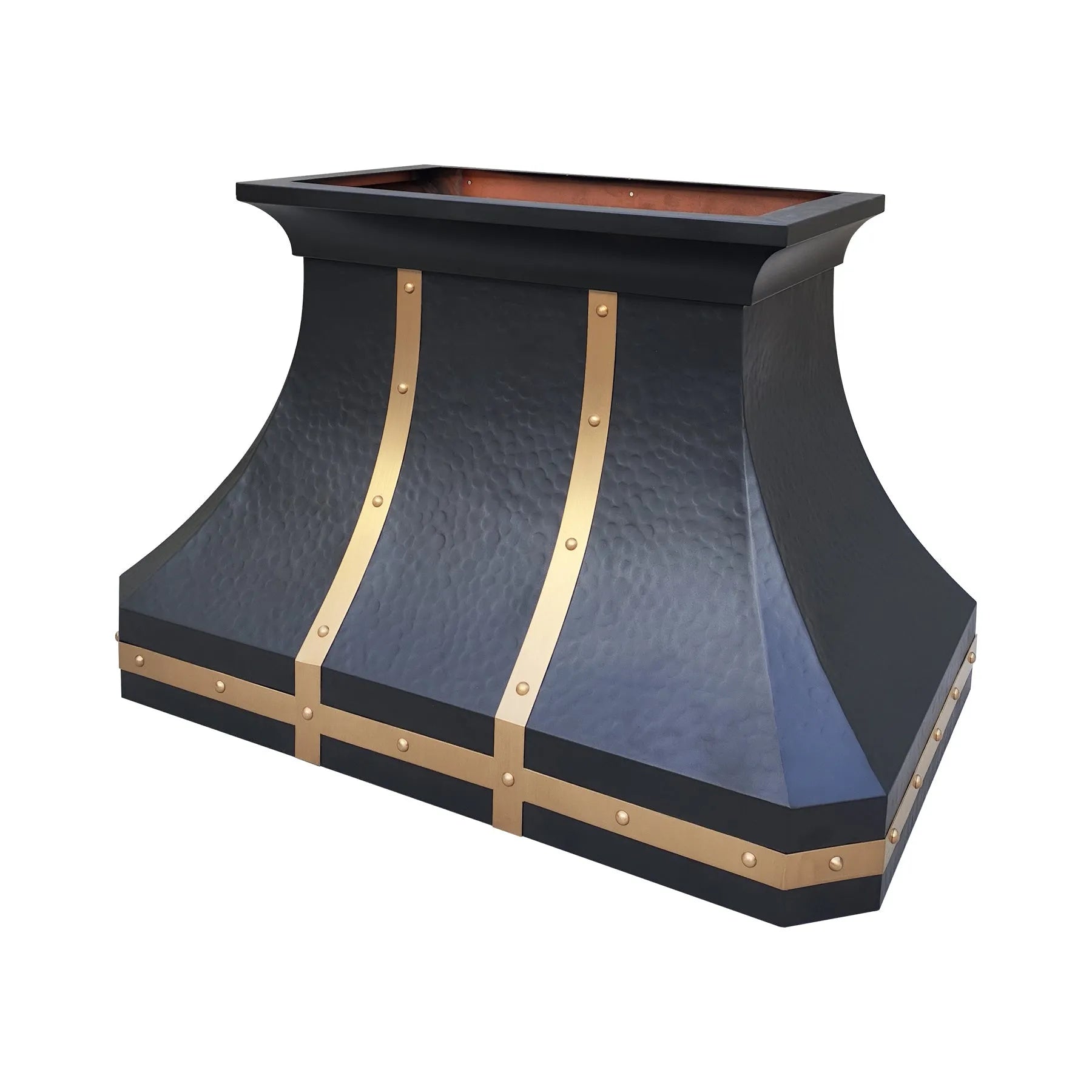 Fobest Hammered Copper Range Hood with Brass Accent FCP-216-Copper Range Hood-Fobest