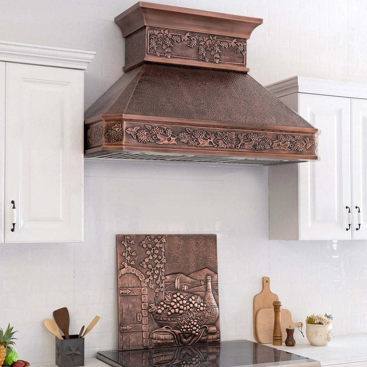 Fobest Hammered Copper Range Hood with Handmade Apron FCP-93-Copper Range Hood-Fobest