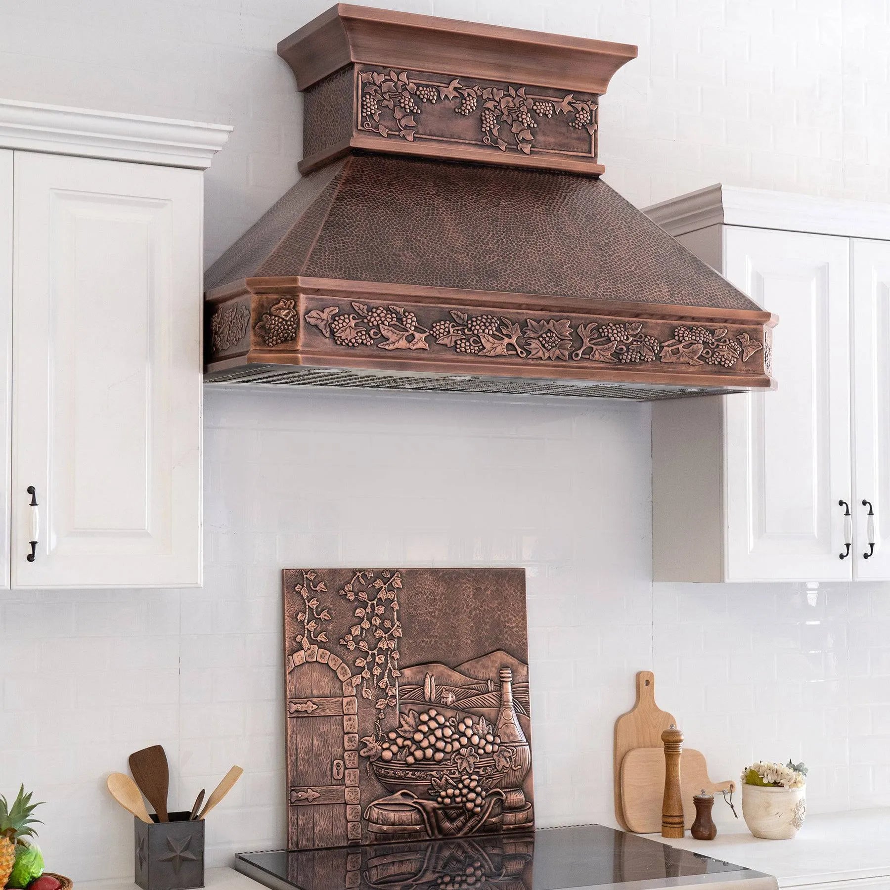 Fobest Hammered Copper Range Hood with Handmade Apron FCP-93-Copper Range Hood-Fobest