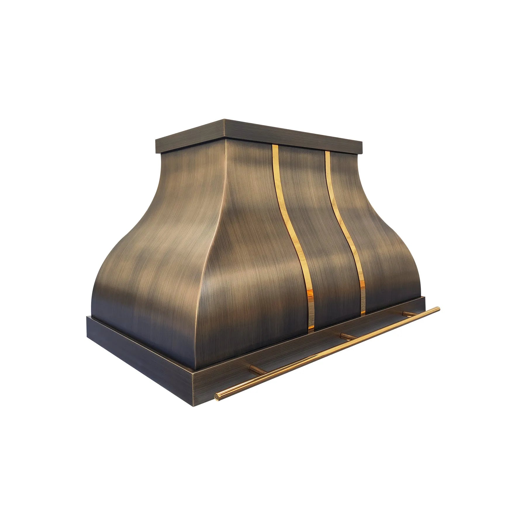 Fobest Island Brass Range Hood with Polished Gold Straps FSS-425-Stainless Steel Range Hood-Fobest
