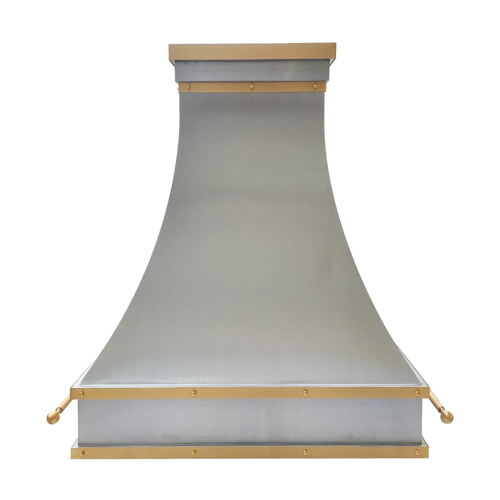 Fobest Island Stainless Steel Kitchen Hood with Brass Trim and Pot Rail FSS-413-Stainless Steel Range Hood-Fobest