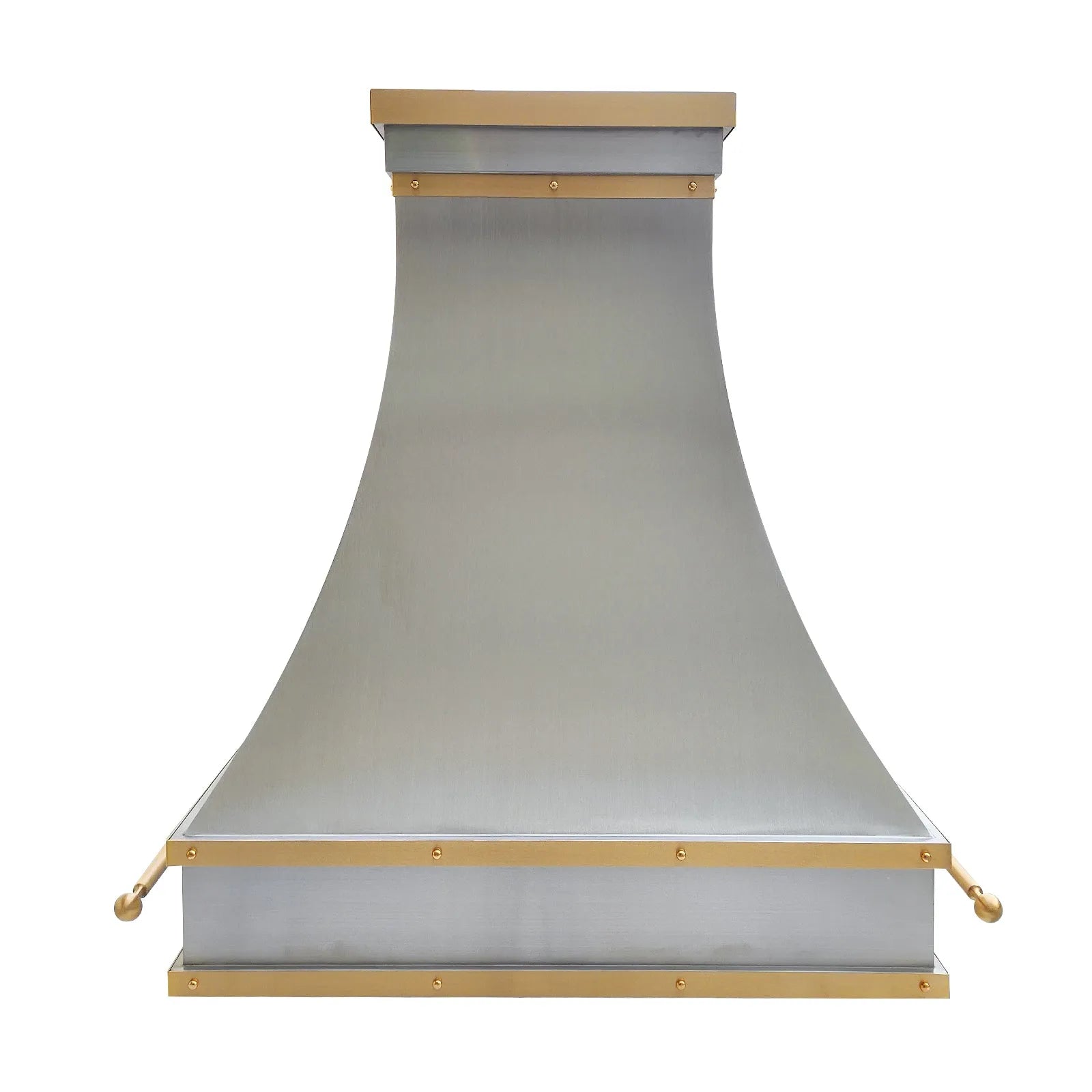 Fobest Island Stainless Steel Kitchen Hood with Brass Trim and Pot Rail FSS-413-Stainless Steel Range Hood-Fobest