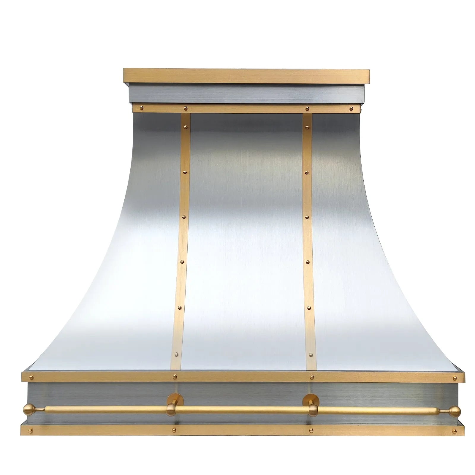 Fobest Island Stainless Steel Kitchen Hood with Brass Trim and Pot Rail FSS-413-Stainless Steel Range Hood-Fobest