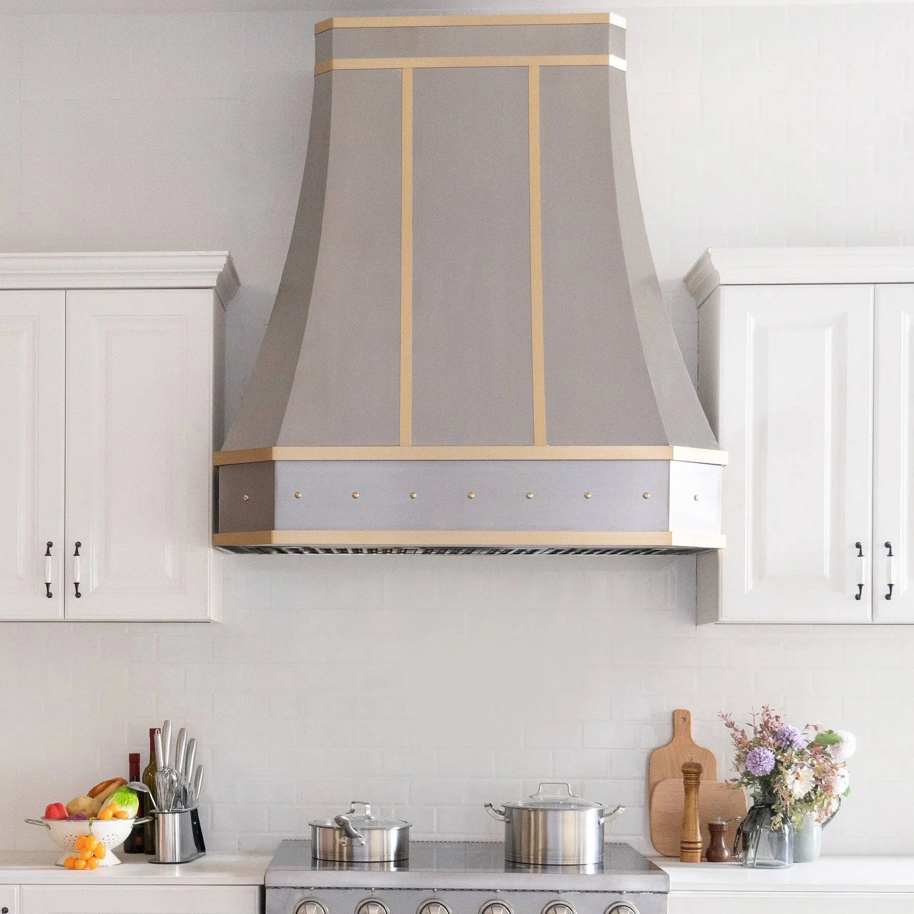 Fobest Luxury Stainless Steel Kitchen Hood with Brass Finishes FSS-77-Stainless Steel Range Hood-Fobest