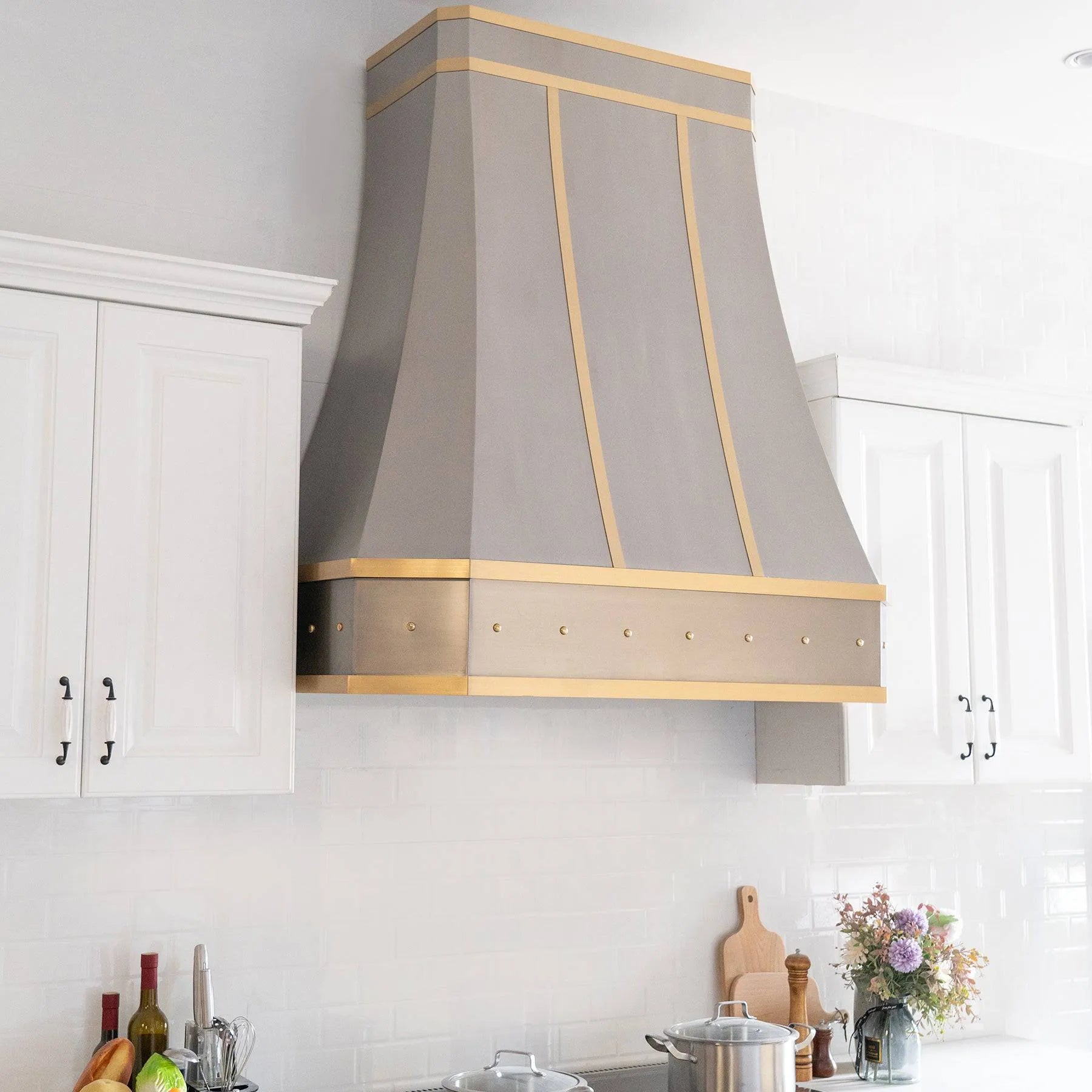 Fobest Luxury Stainless Steel Kitchen Hood with Brass Finishes FSS-77-Stainless Steel Range Hood-Fobest