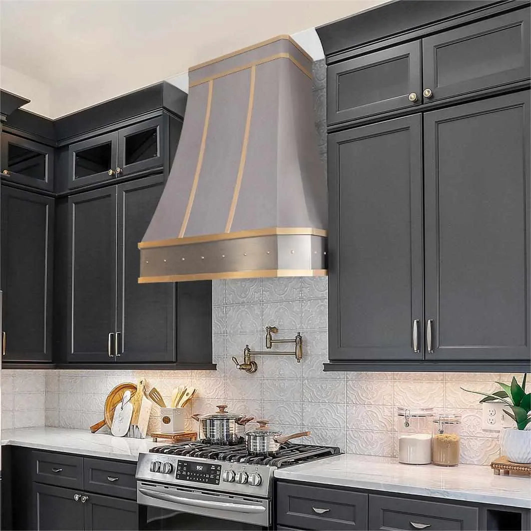 Fobest Luxury Stainless Steel Kitchen Hood with Brass Finishes FSS-77-Stainless Steel Range Hood-Fobest