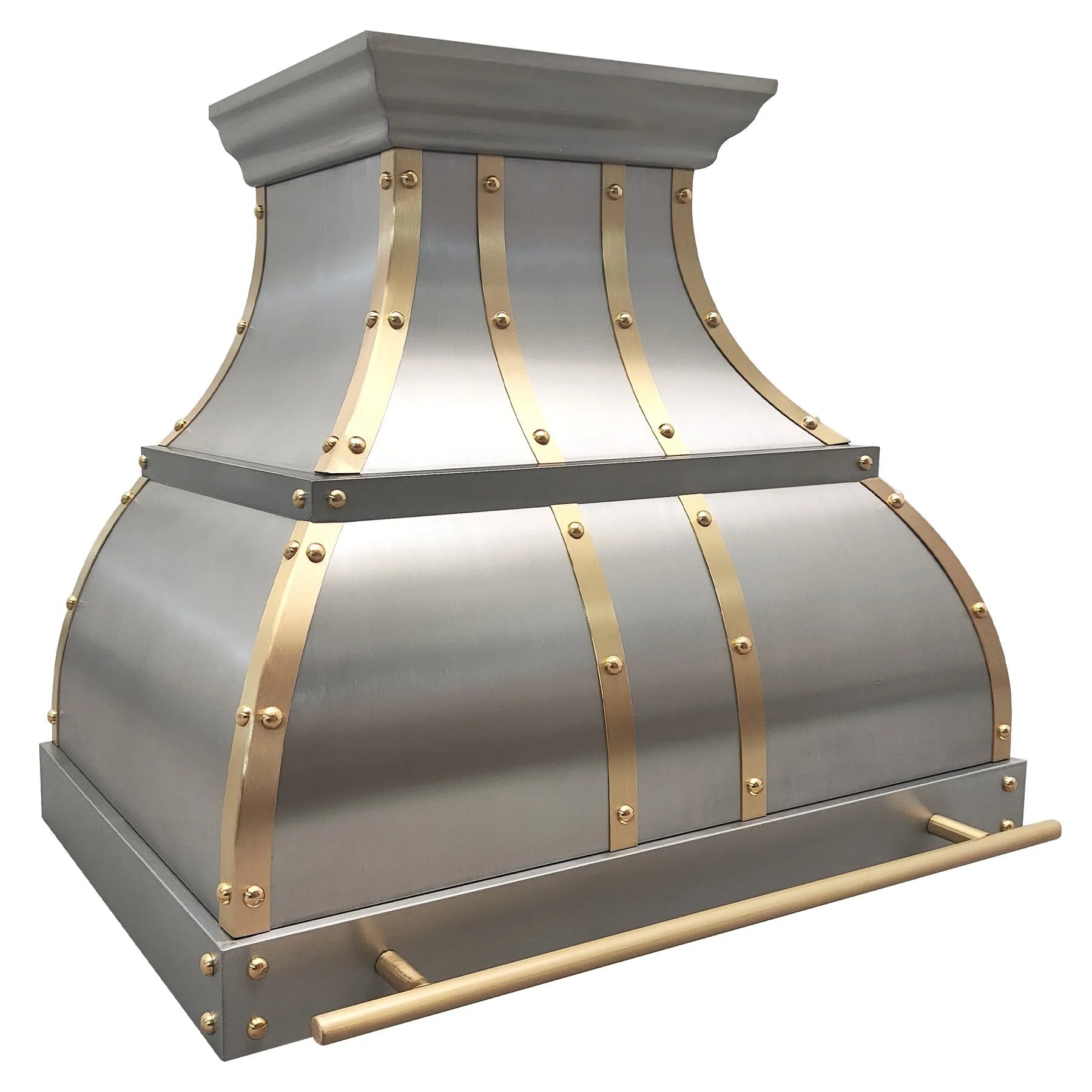 Fobest Luxury Stainless Steel Range Hood with Brass Straps and Rivets FSS-7-Stainless Steel Range Hood-Fobest