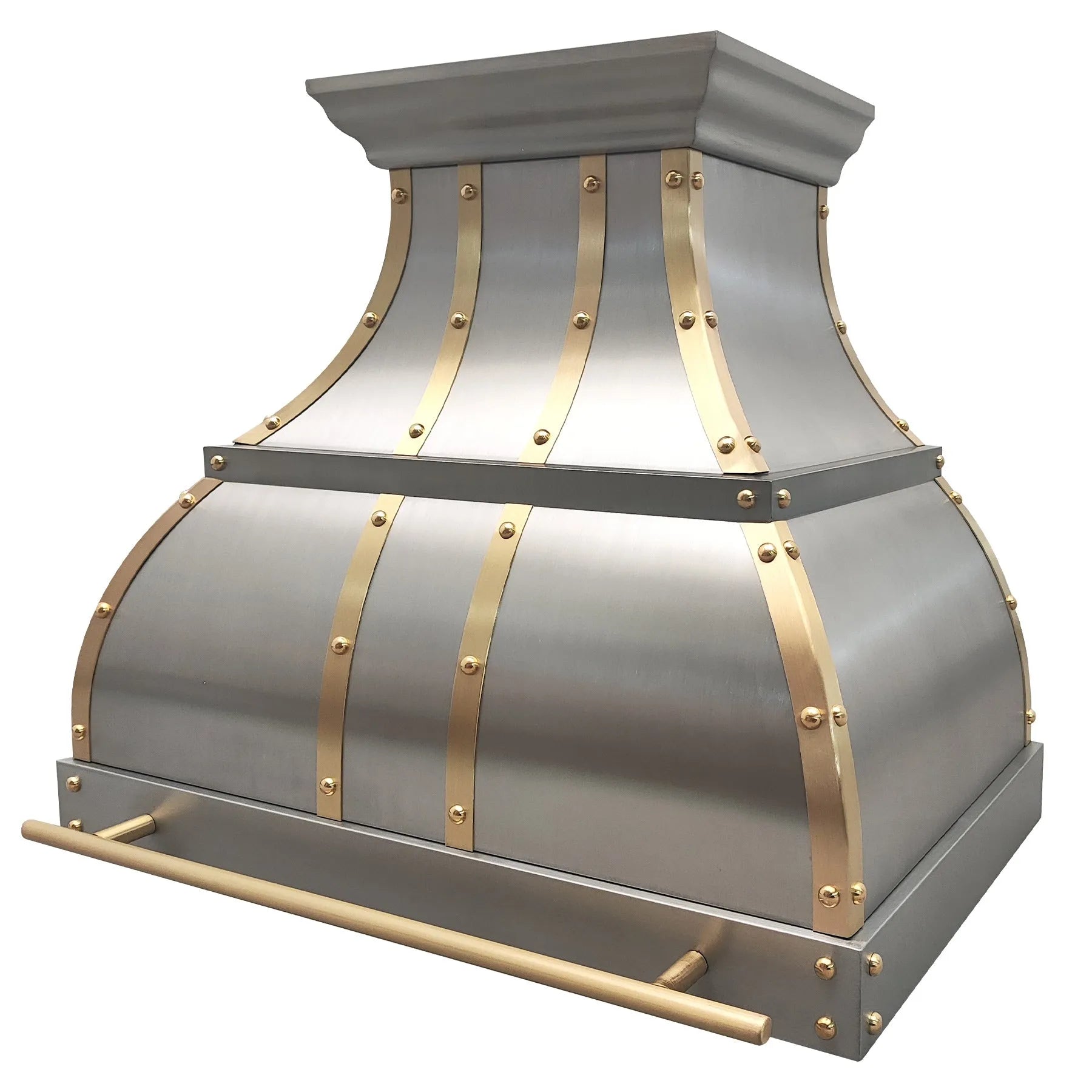 Fobest Luxury Stainless Steel Range Hood with Brass Straps and Rivets FSS-7-Stainless Steel Range Hood-Fobest