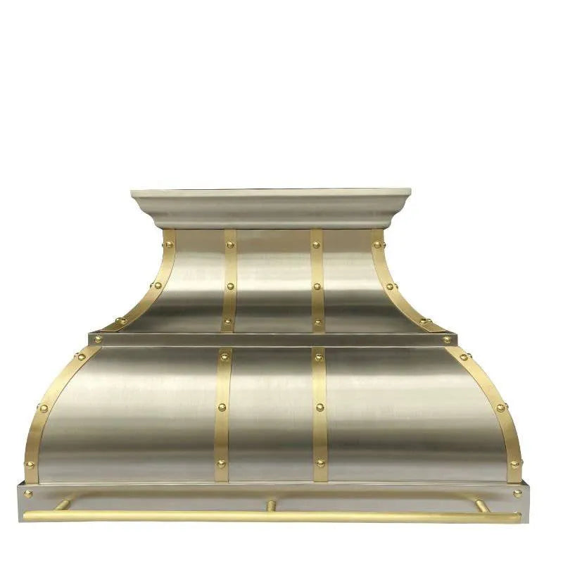 Fobest Luxury Stainless Steel Range Hood with Brass Straps and Rivets FSS-7-Stainless Steel Range Hood-Fobest