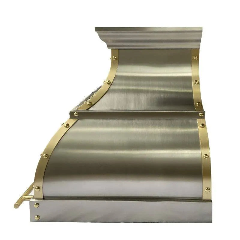 Fobest Luxury Stainless Steel Range Hood with Brass Straps and Rivets FSS-7-Stainless Steel Range Hood-Fobest