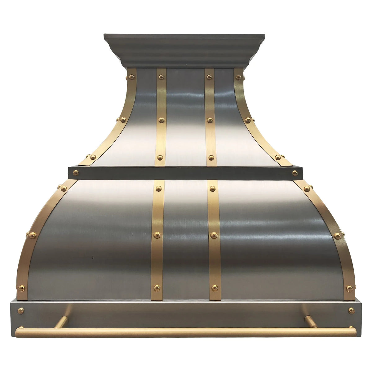 Fobest Luxury Stainless Steel Range Hood with Brass Straps and Rivets FSS-7-Stainless Steel Range Hood-Fobest
