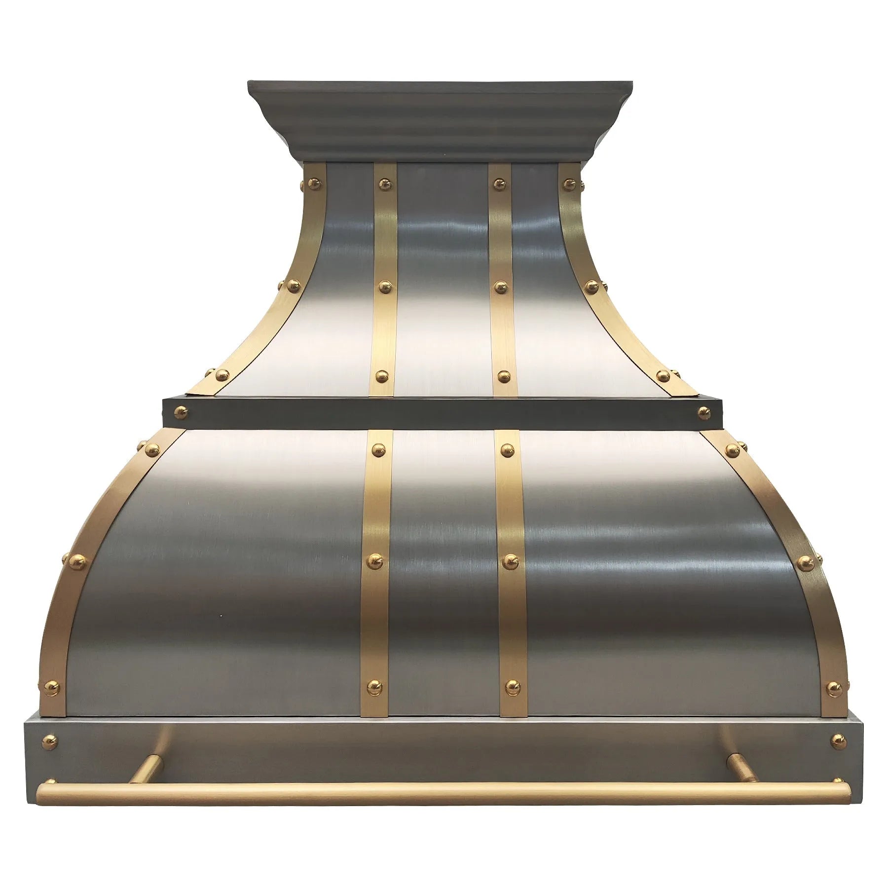 Fobest Luxury Stainless Steel Range Hood with Brass Straps and Rivets FSS-7-Stainless Steel Range Hood-Fobest