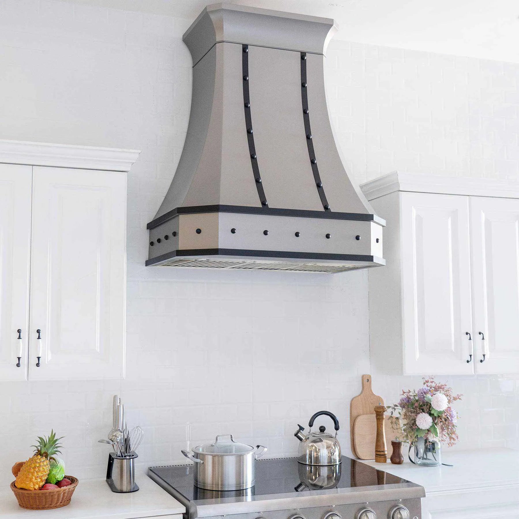 Fobest Matte Stainless Steel Range Hood with Black Straps FSS-112-Stainless Steel Range Hood-Fobest