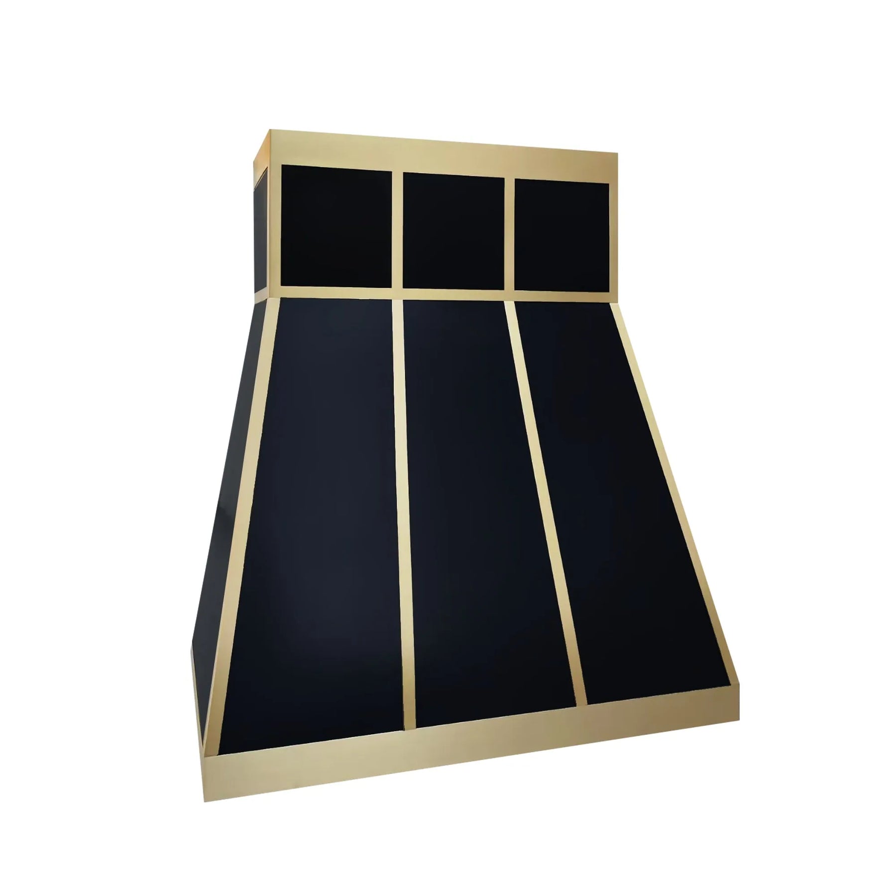 Fobest Modern Black Range Hood with Brass Grid Panel Design FSS-377-Stainless Steel Range Hood-Fobest