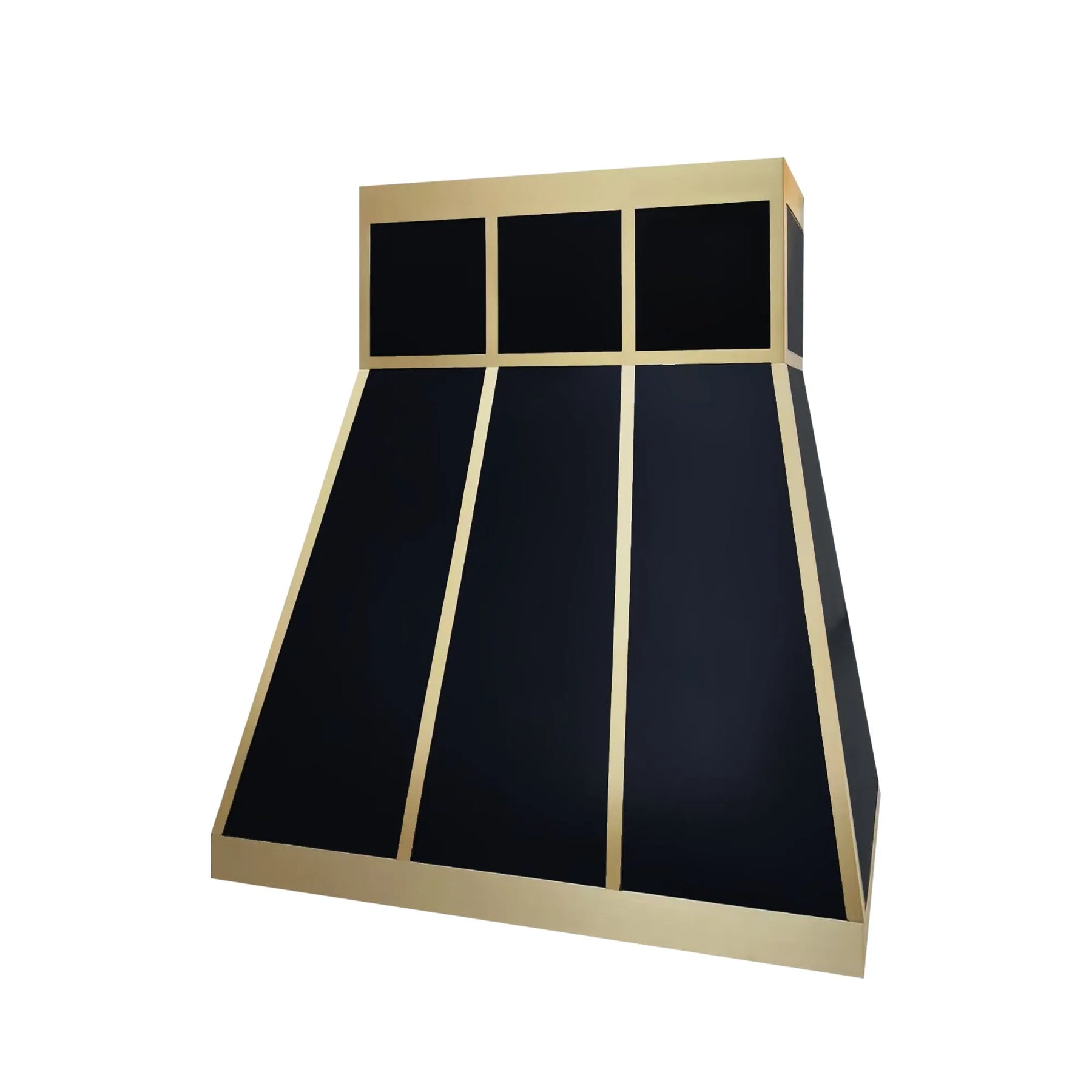 Fobest Modern Black Range Hood with Brass Grid Panel Design FSS-377-Stainless Steel Range Hood-Fobest
