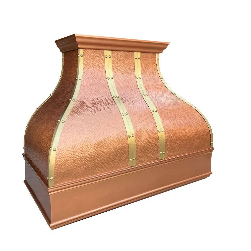Fobest Natural Copper Range Hood with Brass Accent FCP-85-Copper Range Hood-Fobest