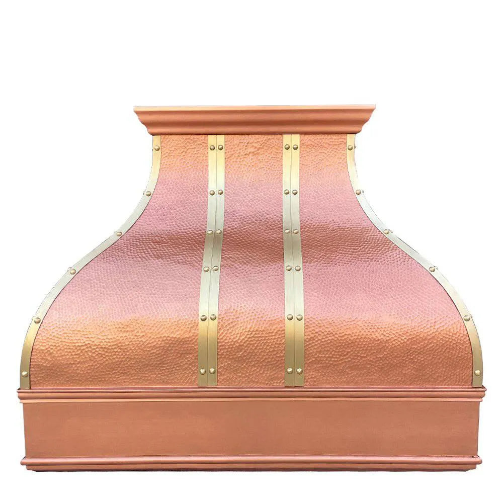 Fobest Natural Copper Range Hood with Brass Accent FCP-85-Copper Range Hood-Fobest
