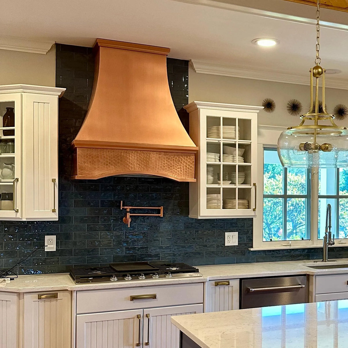 Fobest Natural Copper Range Hood with Hammer Apron Texture FCP-76-Copper Range Hood-Fobest