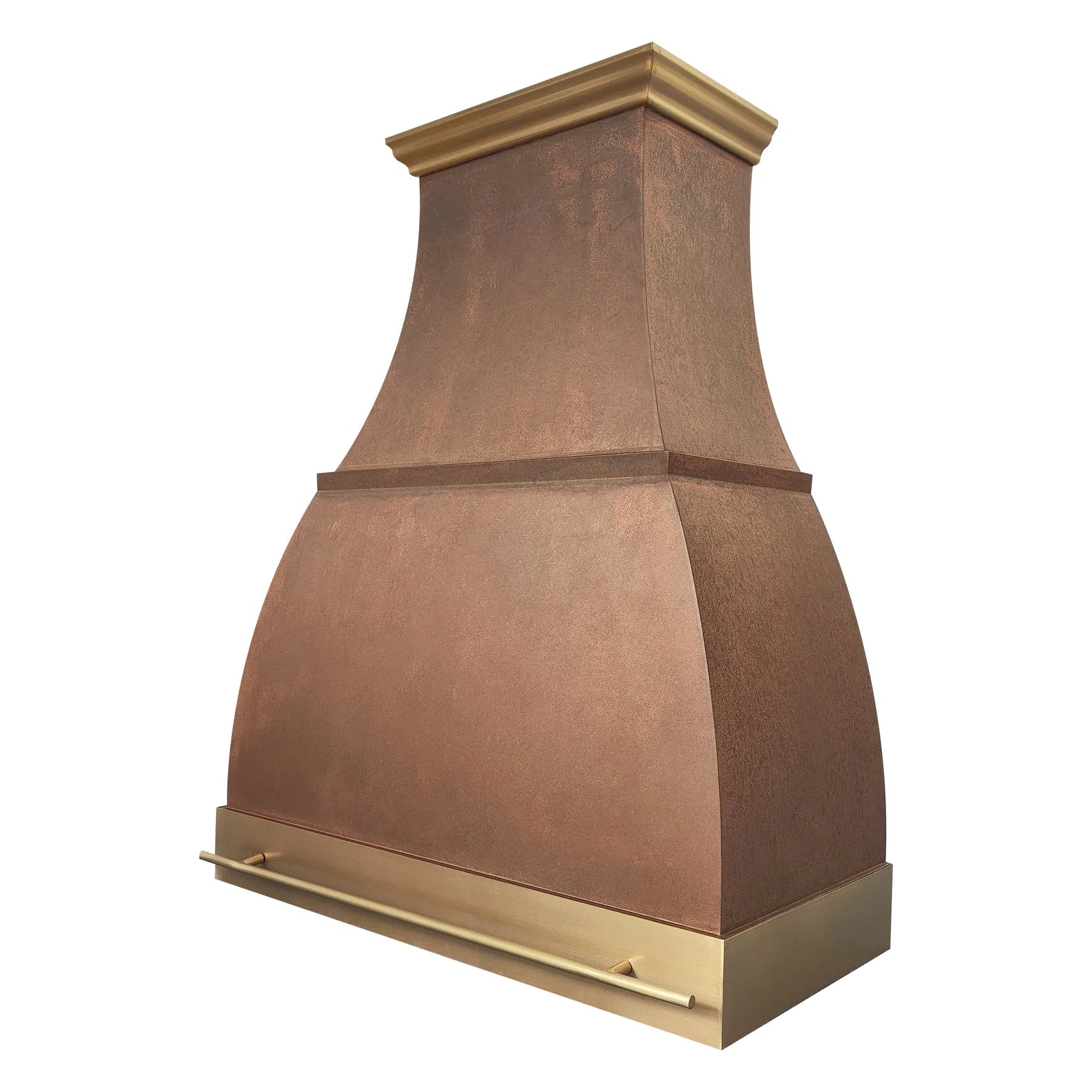 Fobest Patina Copper Hood Vent with Brass Accents-FCP-282-Copper Range Hood-Fobest