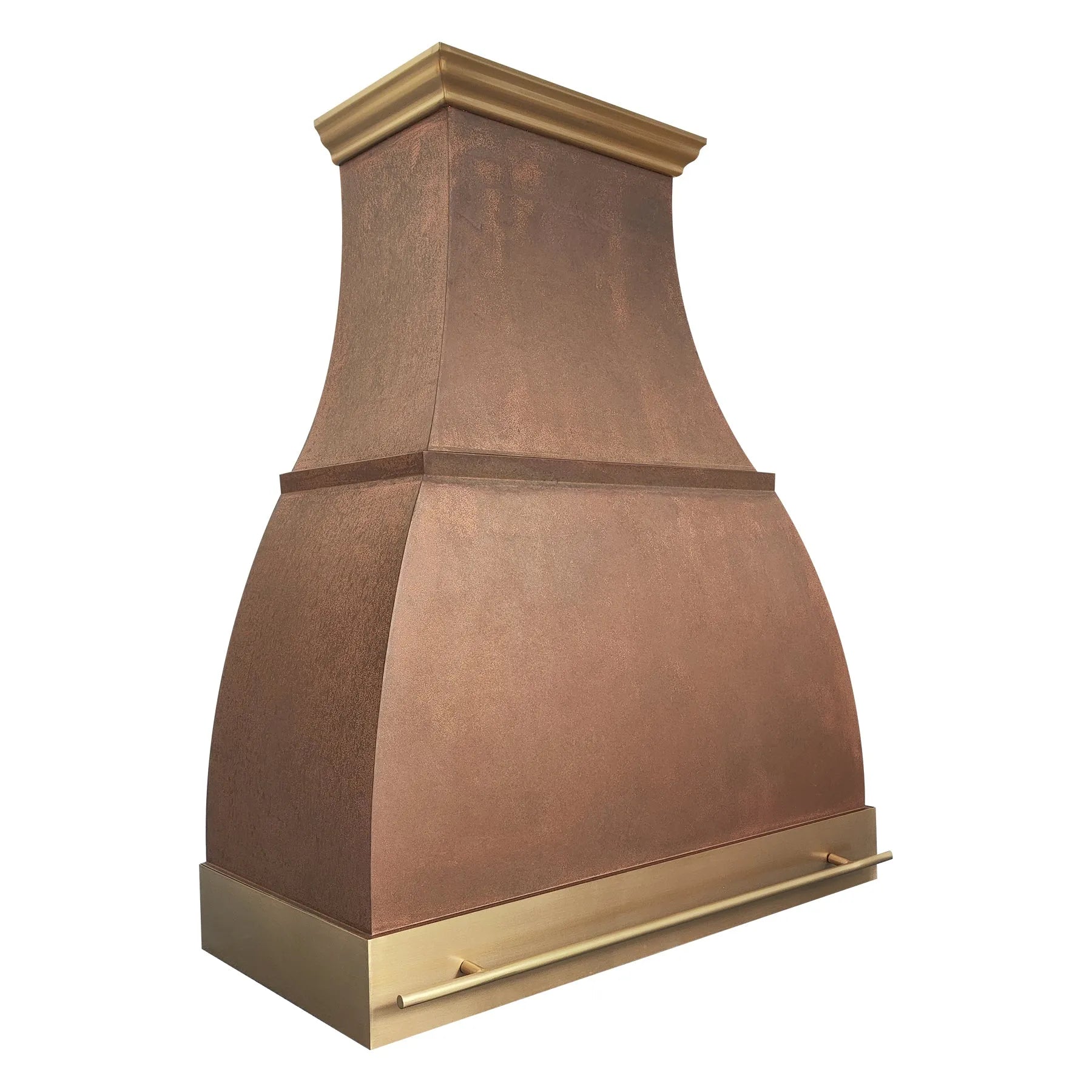 Fobest Patina Copper Hood Vent with Brass Accents-FCP-282-Copper Range Hood-Fobest