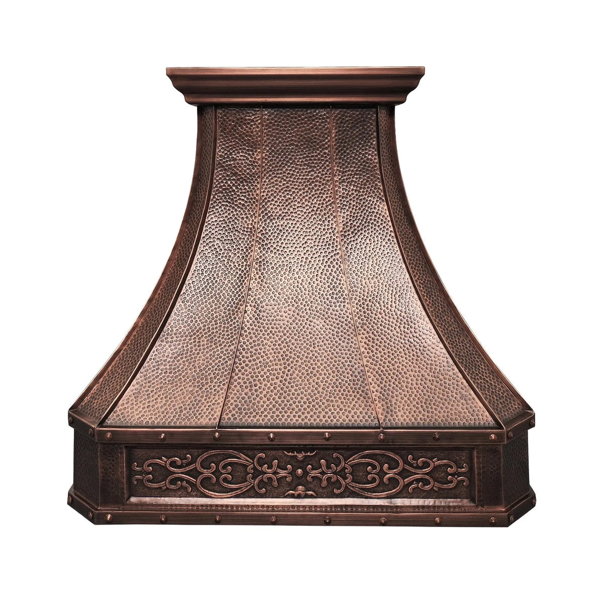 Fobest Rustic Custom Copper Kitchen Hood with Embossed Apron FCP-271-Copper Range Hood-Fobest