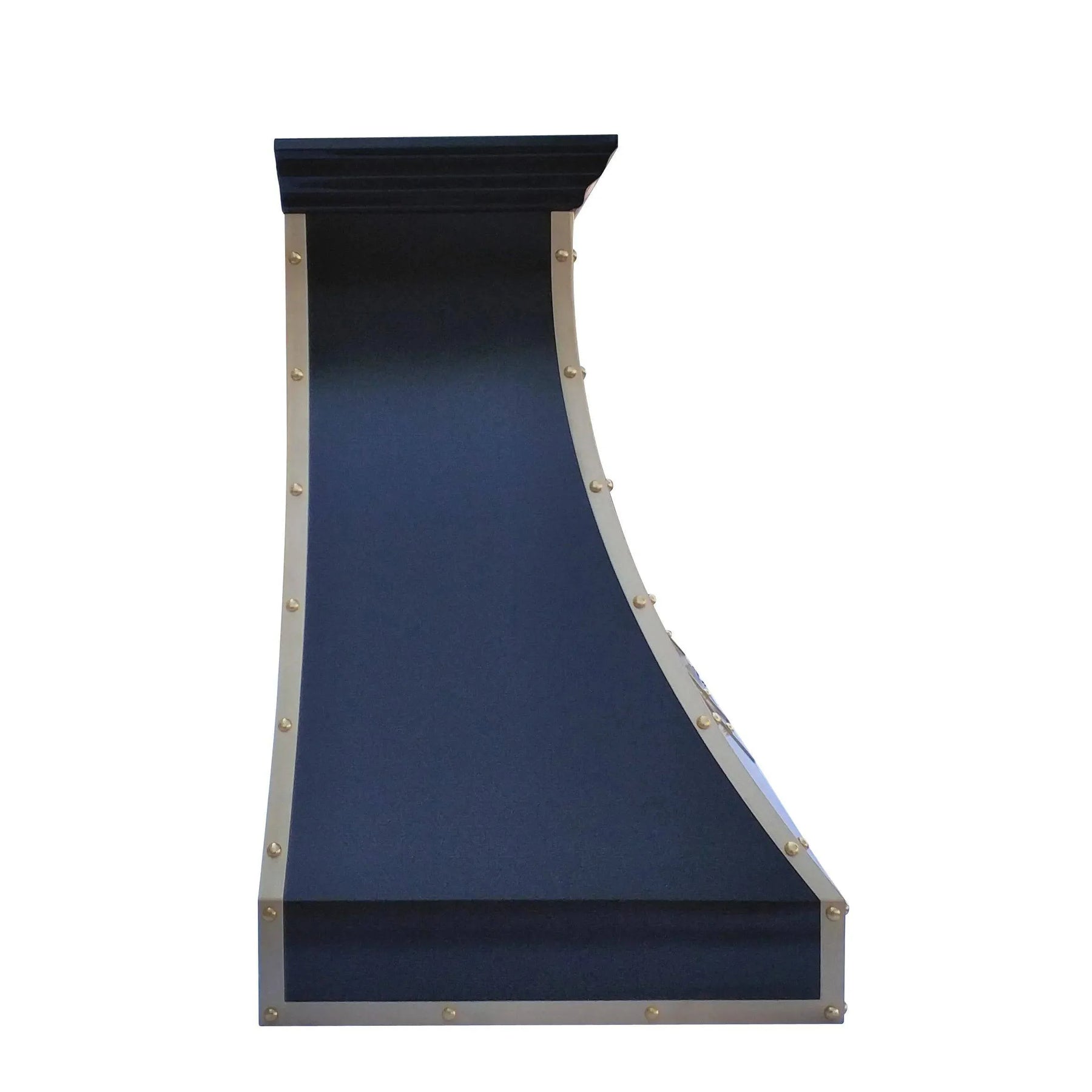 Fobest Stainless Steel Black Range Hood with Brass Straps and Rivets FSS-106-Stainless Steel Range Hood-Fobest
