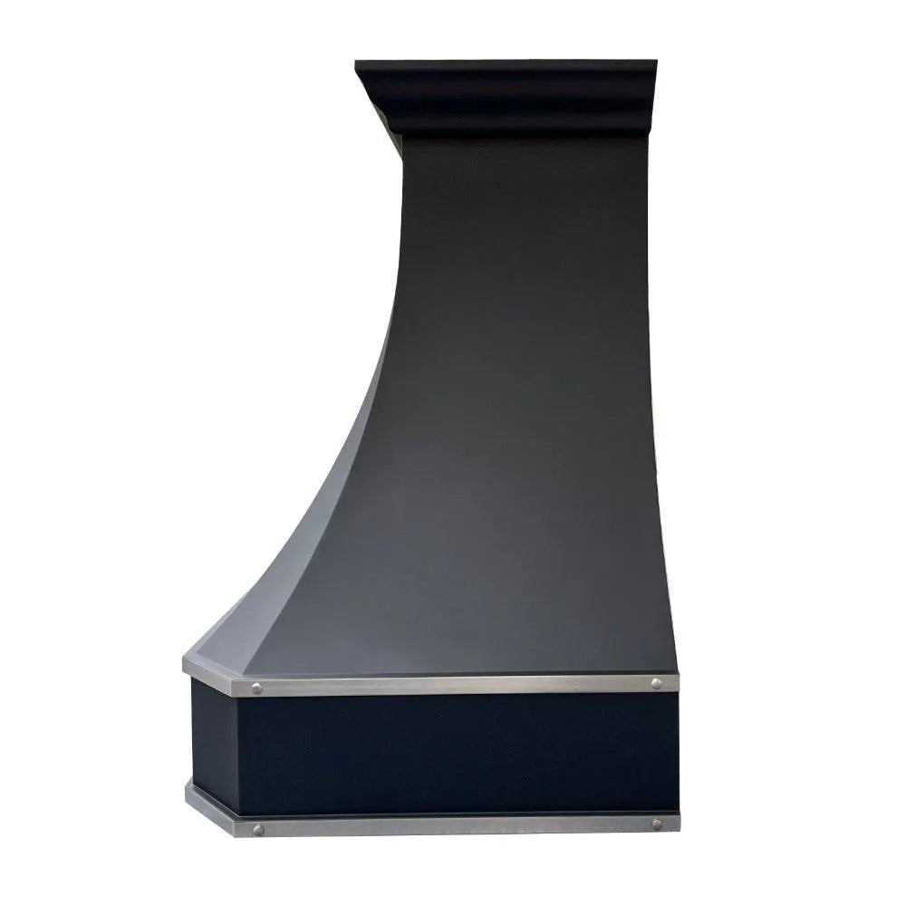 Fobest Stainless Steel Black Range Hood with Silver Straps FSS-5-Stainless Steel Range Hood-Fobest