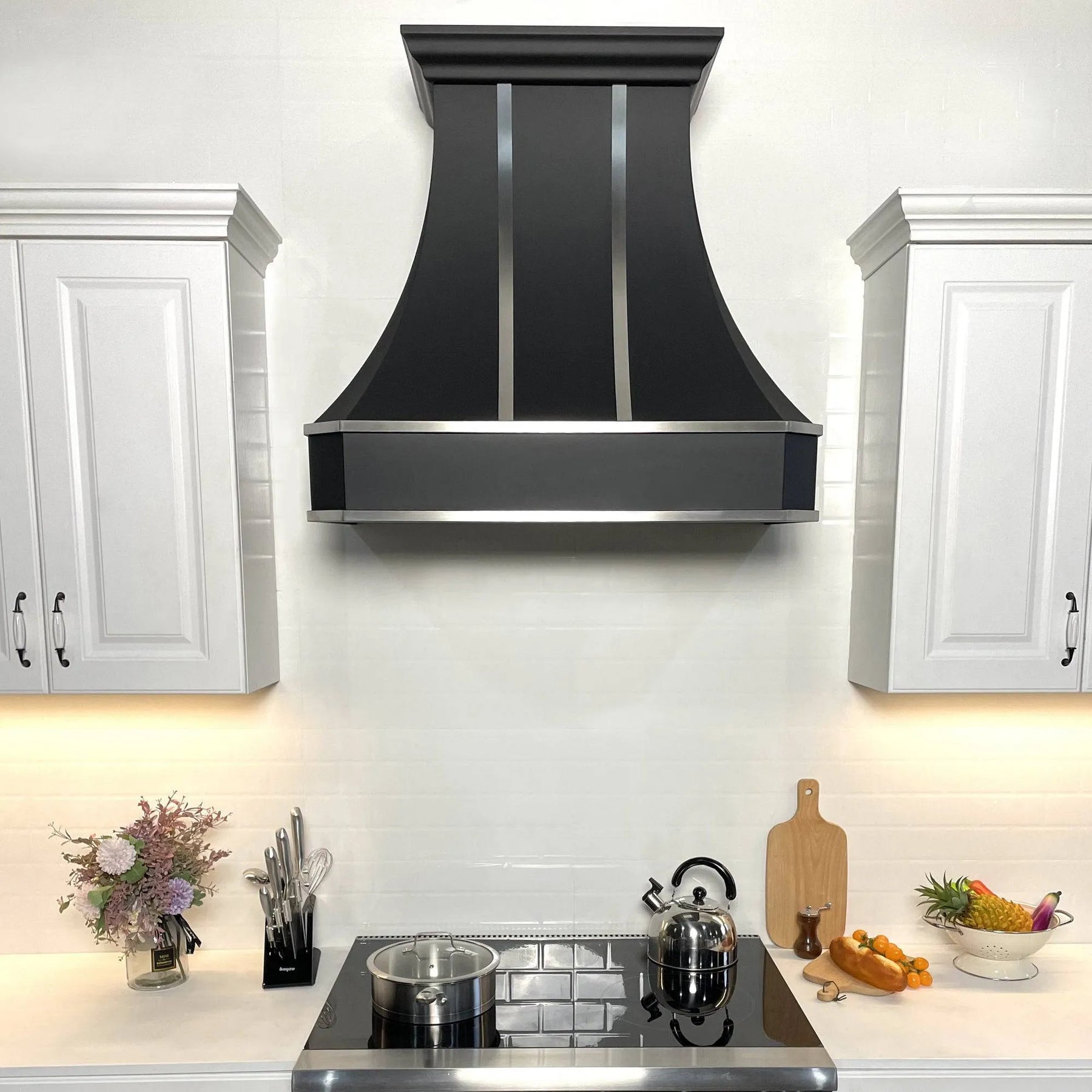 Fobest Stainless Steel Black Range Hood with Silver Straps FSS-5-Stainless Steel Range Hood-Fobest