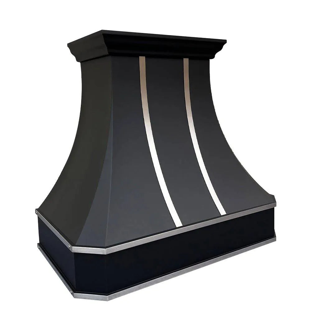 Fobest Stainless Steel Black Range Hood with Silver Straps FSS-5-Stainless Steel Range Hood-Fobest