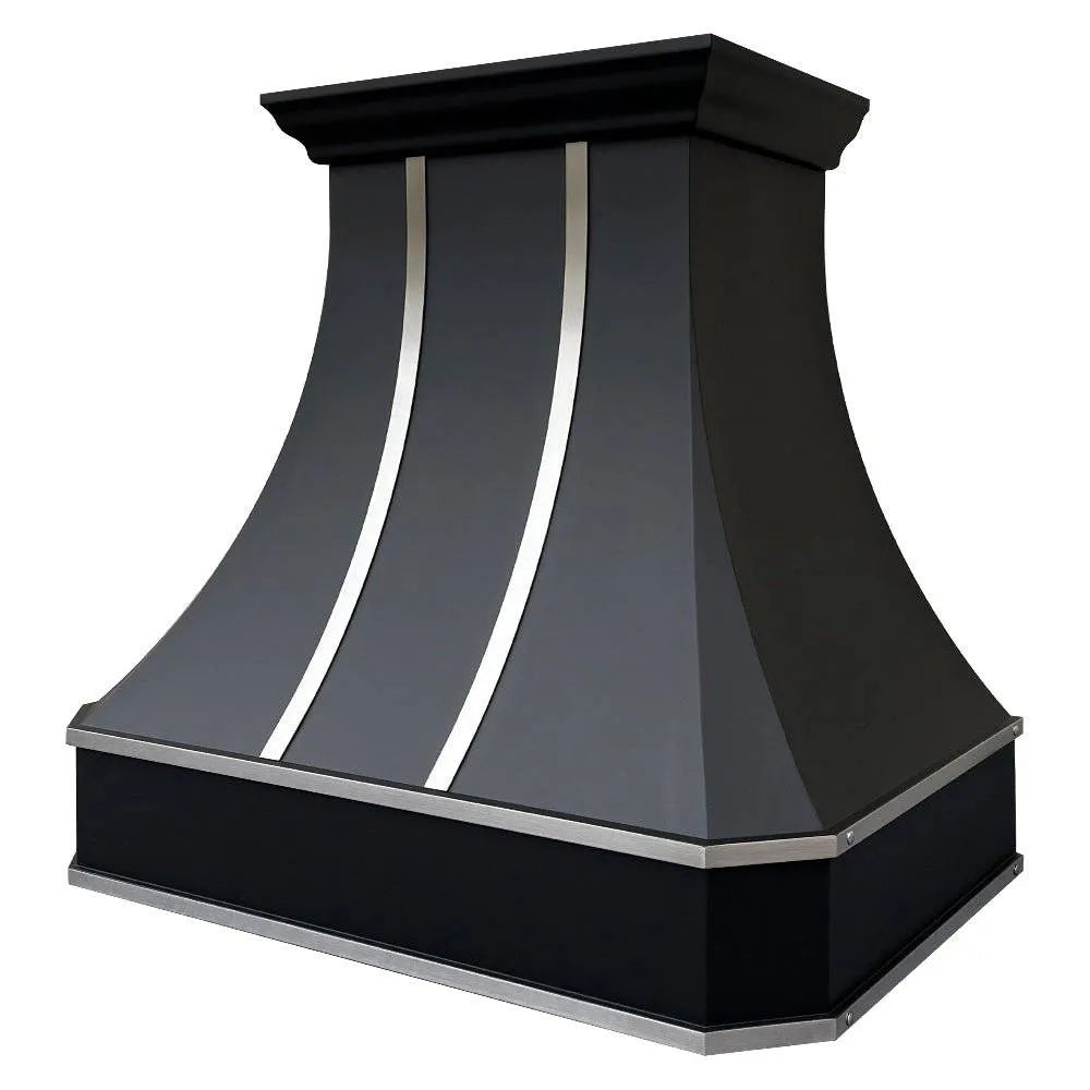 Fobest Stainless Steel Black Range Hood with Silver Straps FSS-5-Stainless Steel Range Hood-Fobest