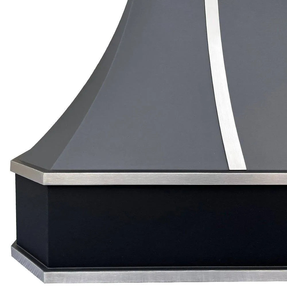 Fobest Stainless Steel Black Range Hood with Silver Straps FSS-5-Stainless Steel Range Hood-Fobest