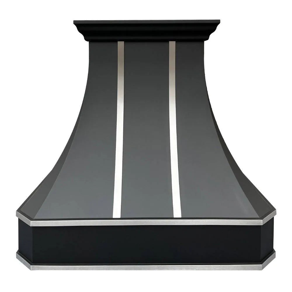 Fobest Stainless Steel Black Range Hood with Silver Straps FSS-5-Stainless Steel Range Hood-Fobest