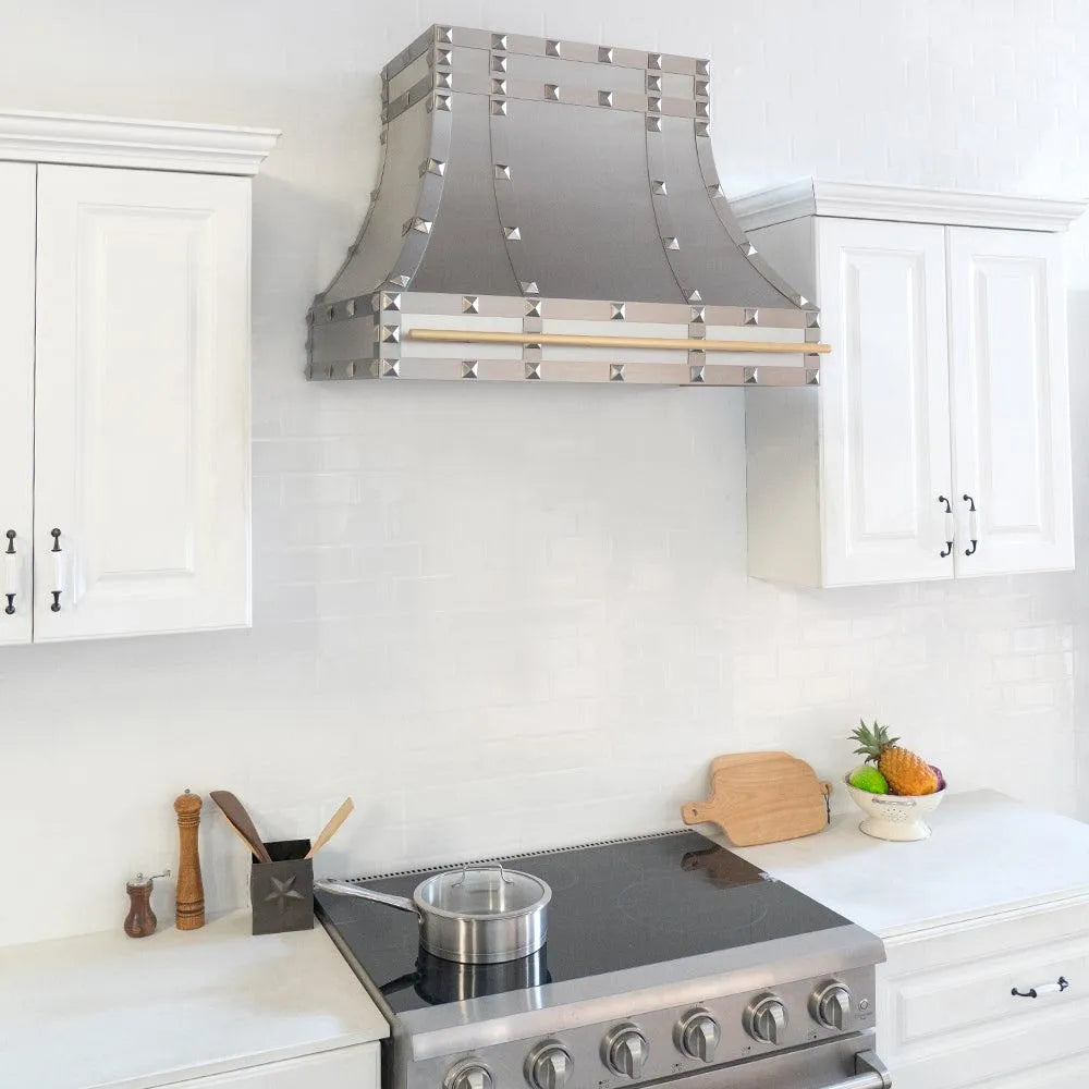Fobest Stainless Steel Custom Hood Cover with Square Rivets FSS-168-Stainless Steel Range Hood-Fobest