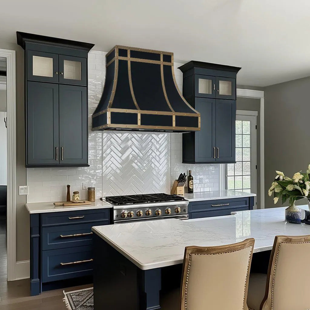 Fobest Stainless Steel Custom Range Hood with Brass Accents FSS-113-Stainless Steel Range Hood-Fobest