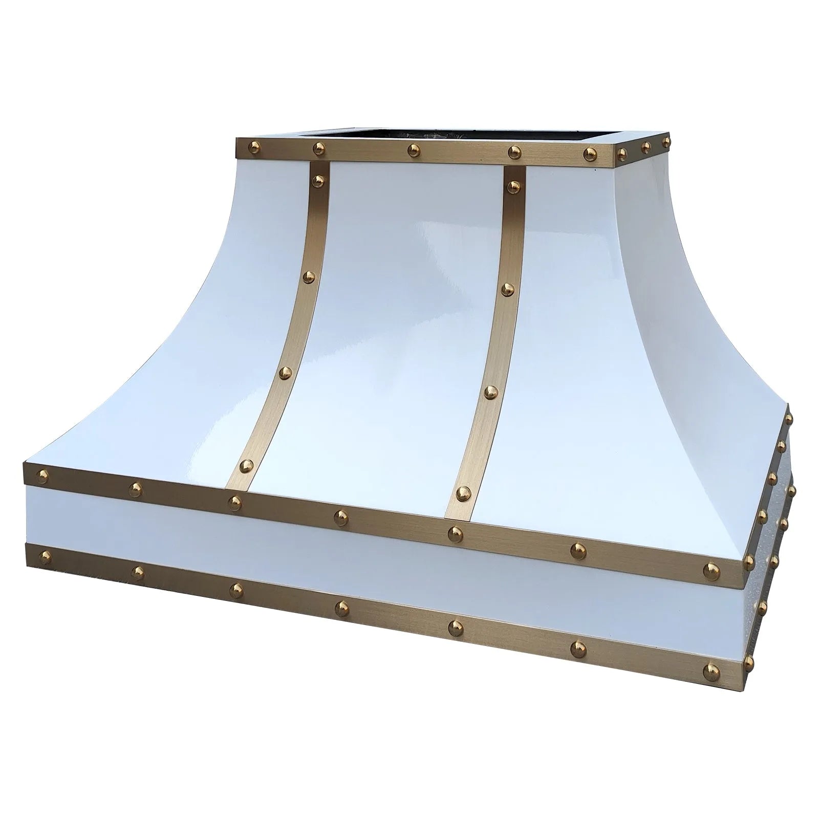 Fobest Stainless Steel Custom Range Hood with Brass Straps and Rivets FSS-327-Stainless Steel Range Hood-Fobest